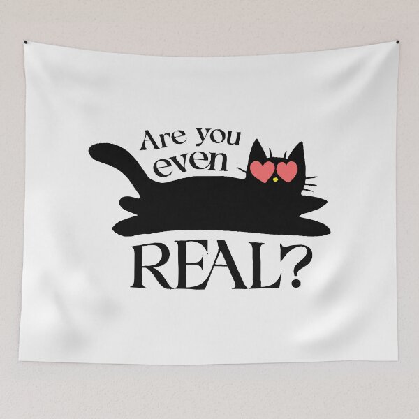 Item preview, Are You Even Real Black Cat in Love - Kawaii Romantic Phrase designed and sold by silviaarzamendia.
