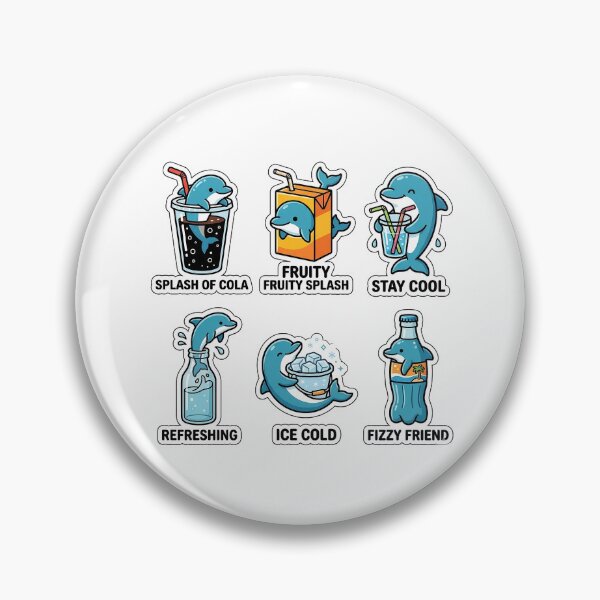 Item preview, Kawaii Dolphin-Drink Sticker Pack - Cute Dolphin & Soda Puns designed and sold by SimpleP.