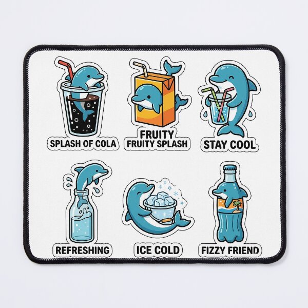 Item preview, Kawaii Dolphin-Drink Sticker Pack - Cute Dolphin & Soda Puns designed and sold by SimpleP.