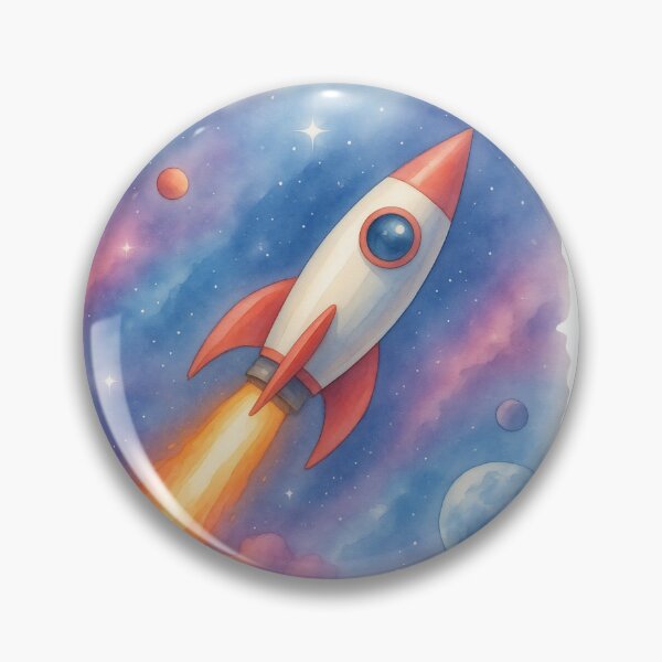 Item preview, Cute Space Rocket Watercolor Sticker | Pastel Galaxy Rocket Ship Aesthetic designed and sold by VariusDesigns.