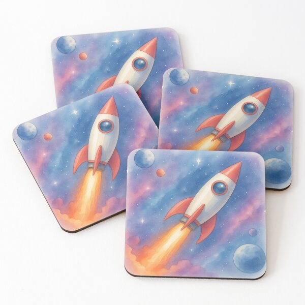 Item preview, Cute Space Rocket Watercolor Sticker | Pastel Galaxy Rocket Ship Aesthetic designed and sold by VariusDesigns.