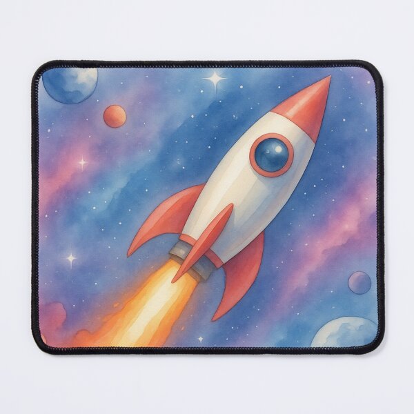 Item preview, Cute Space Rocket Watercolor Sticker | Pastel Galaxy Rocket Ship Aesthetic designed and sold by VariusDesigns.