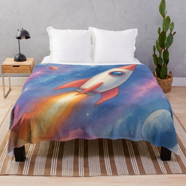 Item preview, Cute Space Rocket Watercolor Sticker | Pastel Galaxy Rocket Ship Aesthetic designed and sold by VariusDesigns.