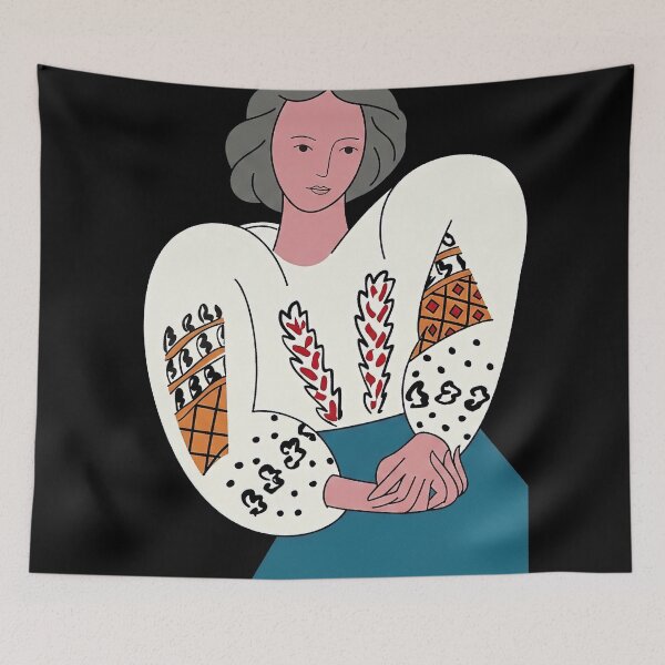 Item preview, Vintage Boho Woman in Embroidered Blouse designed and sold by benjaminmayer99.
