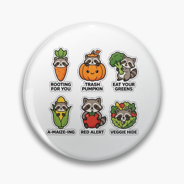 Item preview, Kawaii Raccoon-Root Sticker Pack - Cute Raccoon & Vegetable Puns designed and sold by SimpleP.