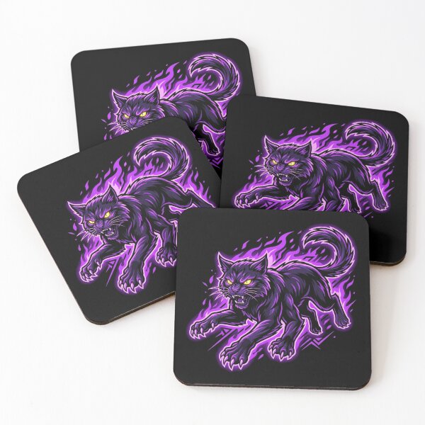 Item preview, Neon Cyberpunk Wampus Cat Tattoo Flash designed and sold by DuckOddity.