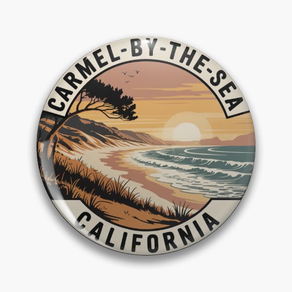 Item preview, Carmel Beach California: Vintage Beach Cliff Illustration designed and sold by CircinusStore.