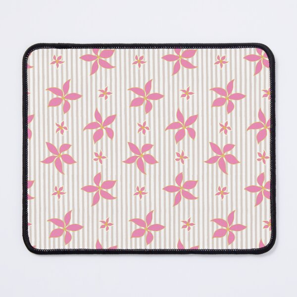 Item preview, Pink tropical flower beige stripe floral pattern designed and sold by Design by Ishika.