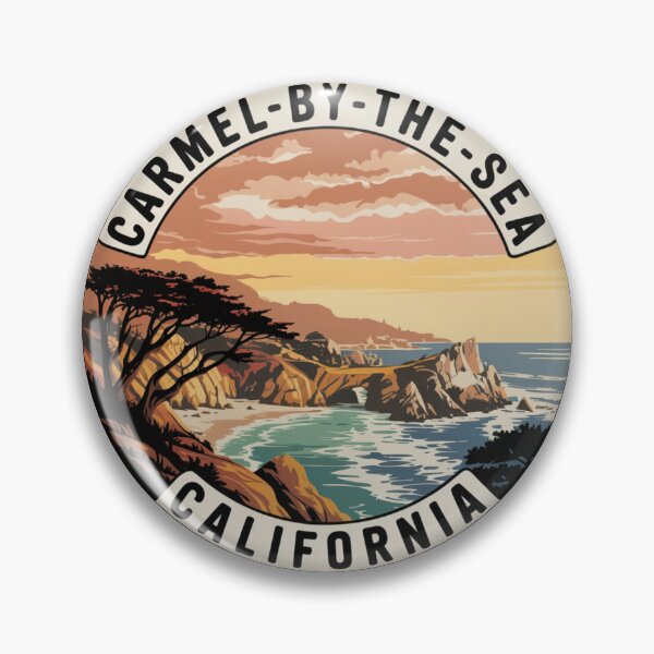 Item preview, Carmel Beach California: Vintage Beach Cliff Illustration designed and sold by CircinusStore.