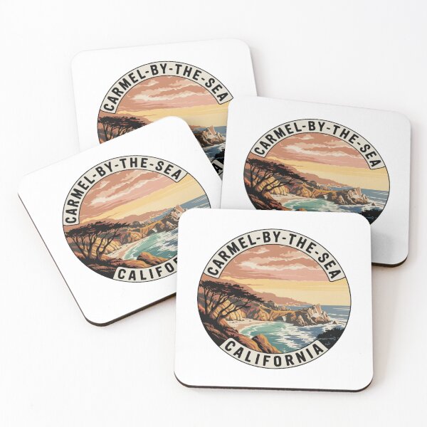 Item preview, Carmel Beach California: Vintage Beach Cliff Illustration designed and sold by CircinusStore.