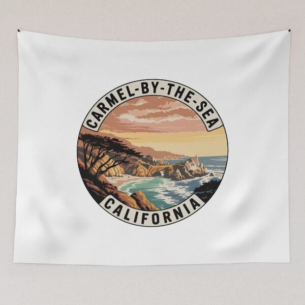 Item preview, Carmel Beach California: Vintage Beach Cliff Illustration designed and sold by CircinusStore.