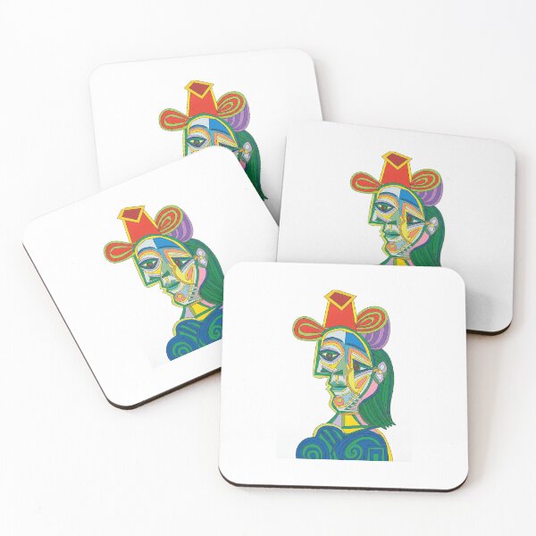 Item preview, Abstract Cubist Woman Portrait in Vibrant Neon Colors designed and sold by fredcomeaux8.