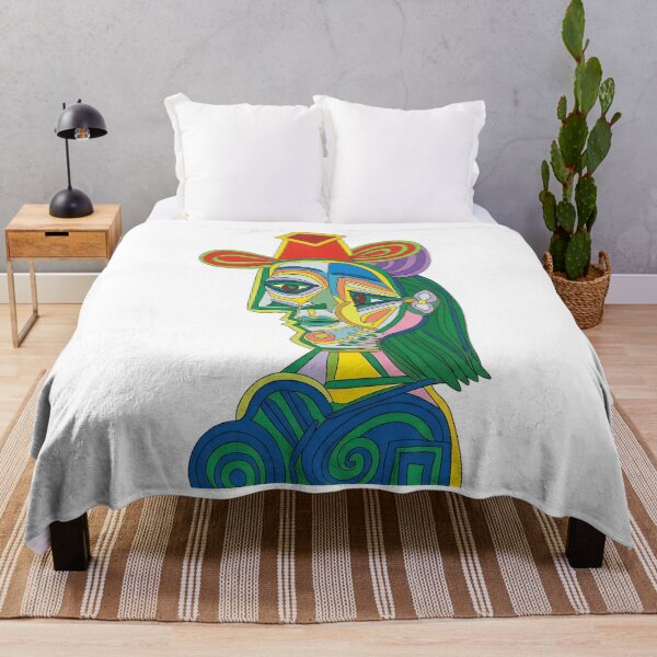 Item preview, Abstract Cubist Woman Portrait in Vibrant Neon Colors designed and sold by fredcomeaux8.