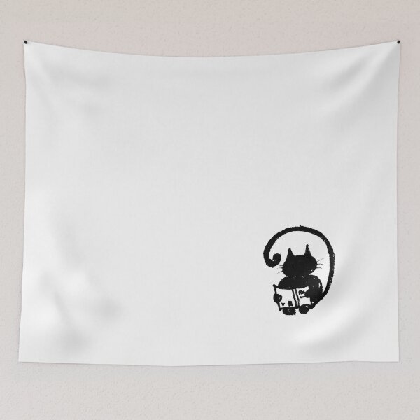 Item preview, Tiny Reading Cat - Cozy Black Cat Illustration designed and sold by Vesivariart.