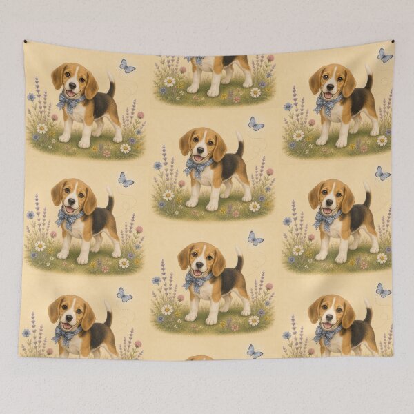Item preview, Beagle Puppy Dog Floral Baby Nursery Room designed and sold by DogGonePeople.