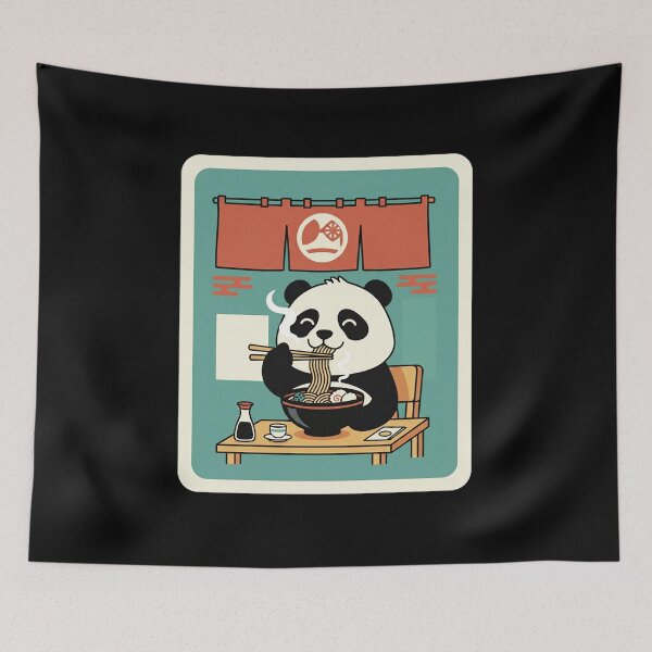 Item preview, Cute Panda Eating Ramen in Cozy Japanese Noodle Shop designed and sold by JordynLadukeg65.