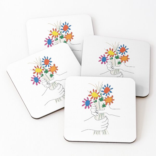 Item preview, Minimalist Hand Holding Flower Bouquet Vibrant Retro Line Art designed and sold by annejunker99.
