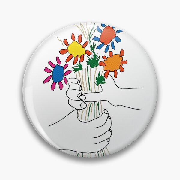 Item preview, Minimalist Hand Holding Flower Bouquet Vibrant Retro Line Art designed and sold by annejunker99.