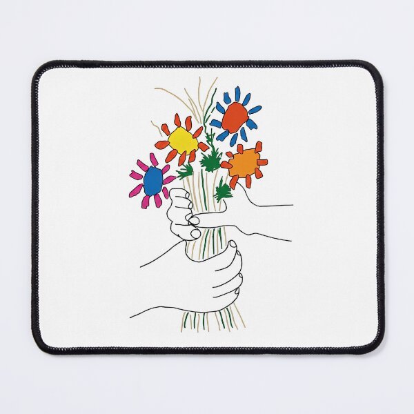 Item preview, Minimalist Hand Holding Flower Bouquet Vibrant Retro Line Art designed and sold by annejunker99.