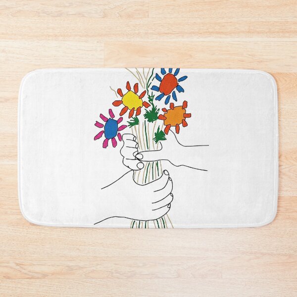 Item preview, Minimalist Hand Holding Flower Bouquet Vibrant Retro Line Art designed and sold by annejunker99.