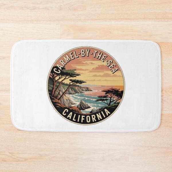 Item preview, Carmel Beach California: Vintage Sunset Cliffside Illustration designed and sold by CircinusStore.