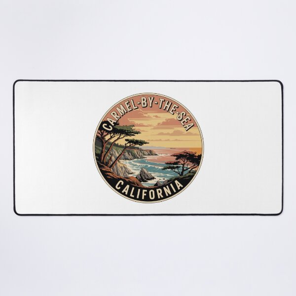 Item preview, Carmel Beach California: Vintage Sunset Cliffside Illustration designed and sold by CircinusStore.