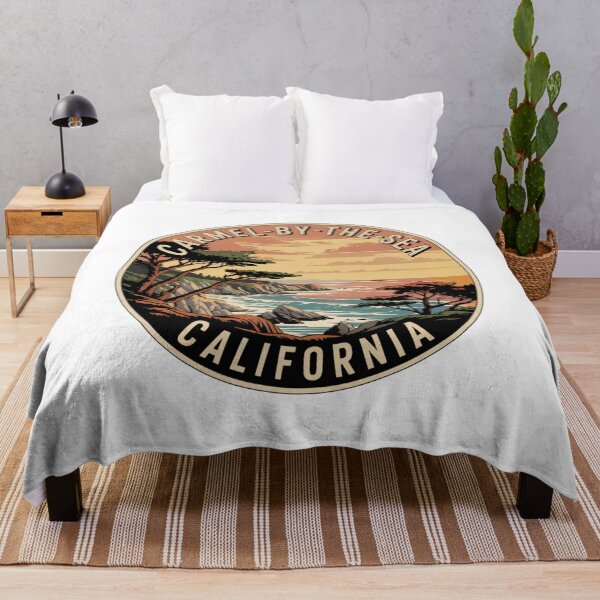 Item preview, Carmel Beach California: Vintage Sunset Cliffside Illustration designed and sold by CircinusStore.