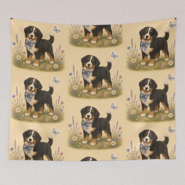 Item preview, Bernese Mountain Dog Puppy Floral Baby Nursery Room designed and sold by DogGonePeople.
