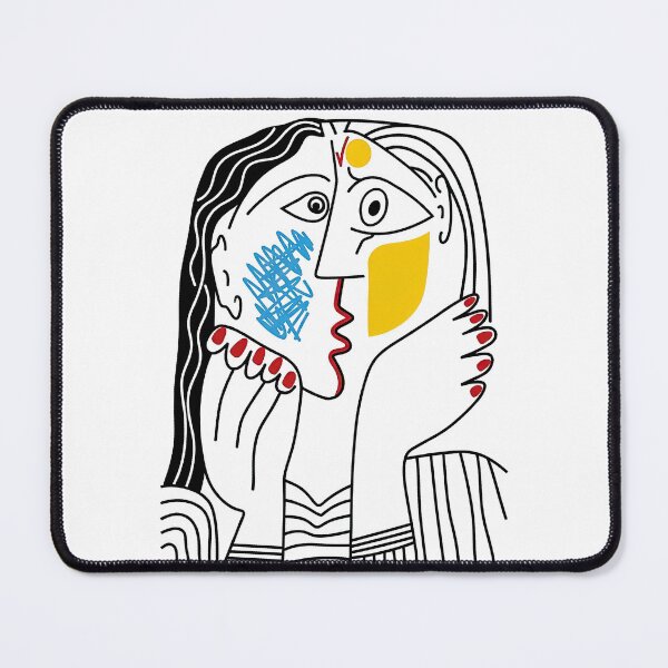 Item preview, Abstract Cubist Lovers Kiss Minimalist Line Art Face Portrait designed and sold by ulrichlehrer99.