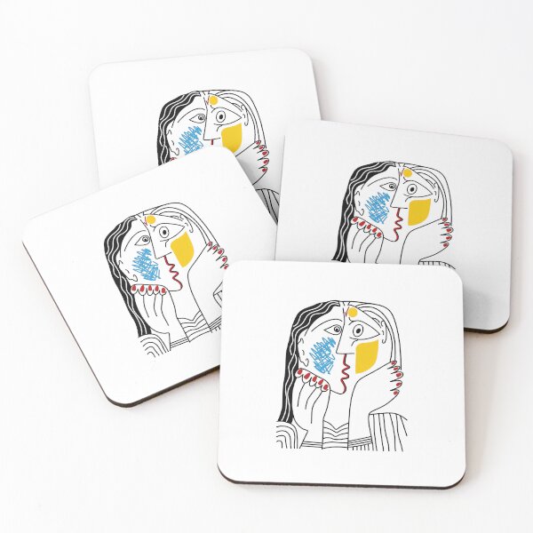 Item preview, Abstract Cubist Lovers Kiss Minimalist Line Art Face Portrait designed and sold by ulrichlehrer99.
