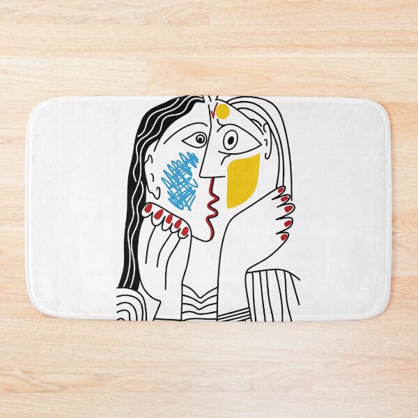 Item preview, Abstract Cubist Lovers Kiss Minimalist Line Art Face Portrait designed and sold by ulrichlehrer99.