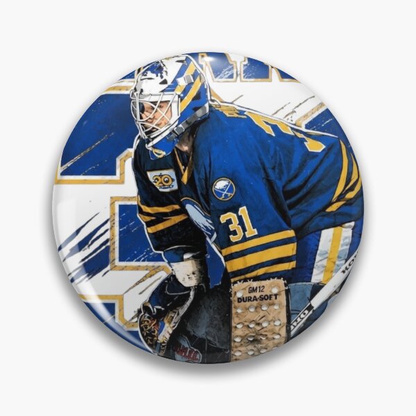 Item preview, Buffalo Netminder Legend No. 31 – Retro 90s Bootleg Hockey Art designed and sold by Thogan0416.