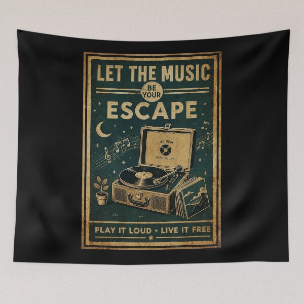 Item preview, Vintage Music Escape Retro Record Player Night Mood designed and sold by ferminhays.