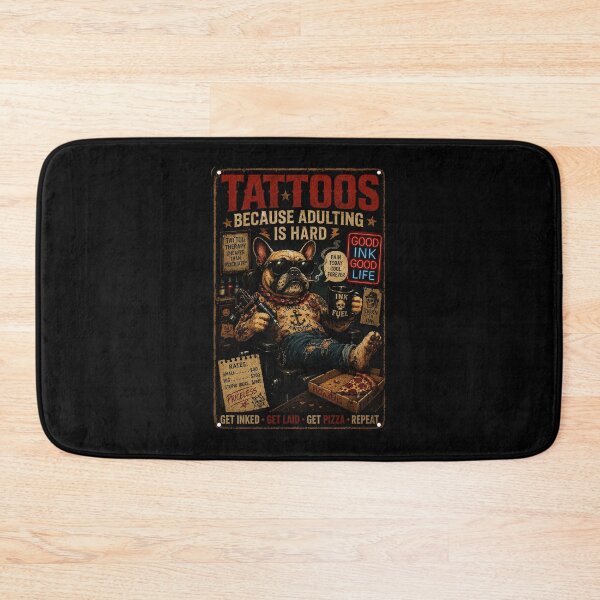 Item preview, Vintage Tattoo Bulldog Living the Inked Pizza Life Humor designed and sold by Modaozushi216.