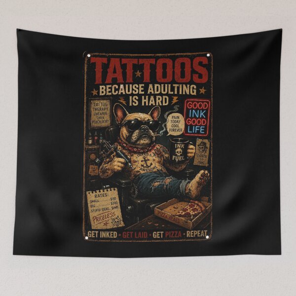 Item preview, Vintage Tattoo Bulldog Living the Inked Pizza Life Humor designed and sold by Modaozushi216.