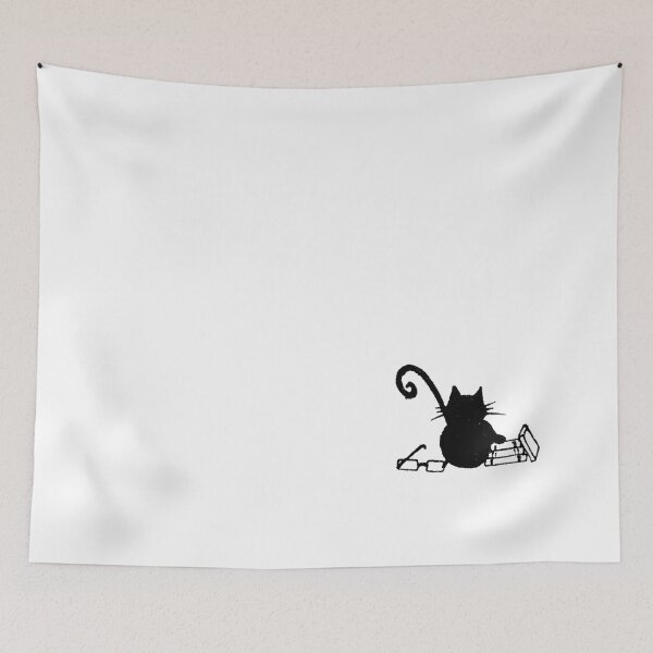 Item preview, Nerdy Reading Cat - Black Cat With Glasses  designed and sold by Vesivariart.