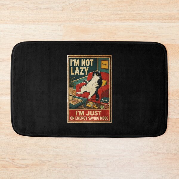Item preview, Funny Lazy Cat Energy Saving Mode Vintage Retro Poster designed and sold by eliramaison.
