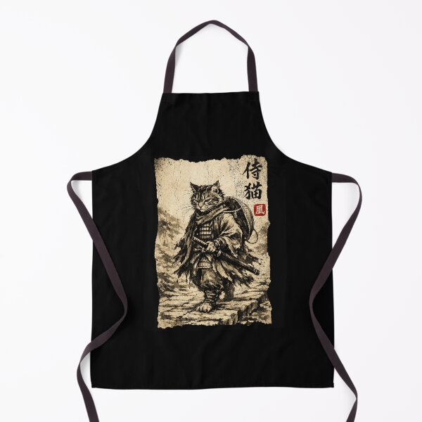 Item preview, Vintage Samurai Cat Ronin Wandering Warrior Ink Wash designed and sold by titanlevi.