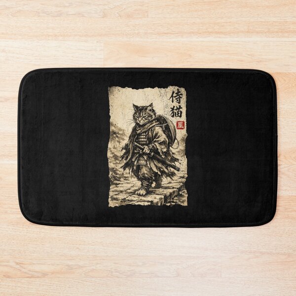 Item preview, Vintage Samurai Cat Ronin Wandering Warrior Ink Wash designed and sold by titanlevi.