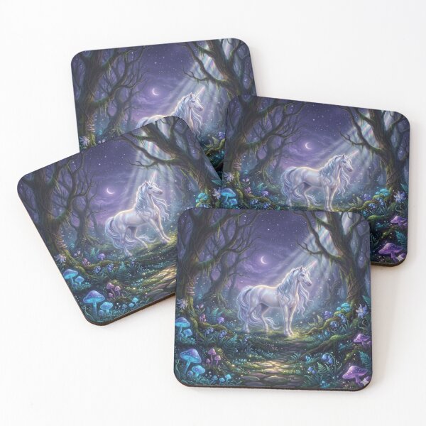 Item preview, Magical Unicorn in Enchanted Glow Forest designed and sold by Fatomfatom.
