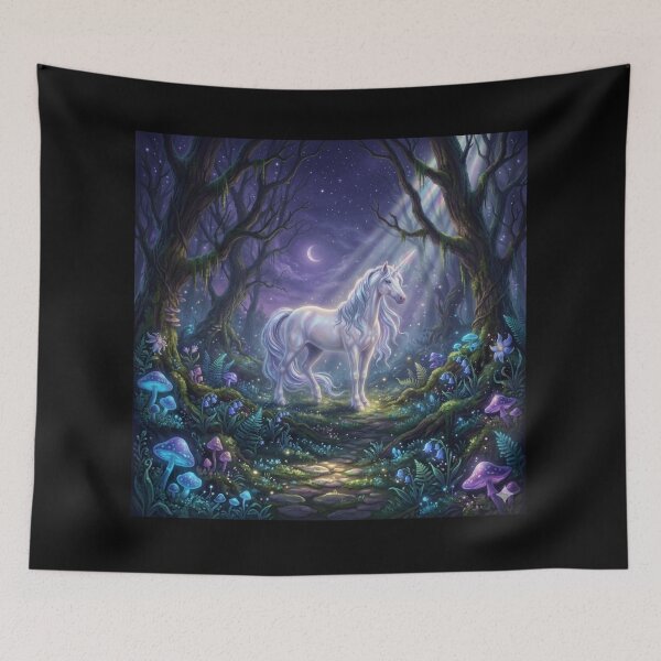 Item preview, Magical Unicorn in Enchanted Glow Forest designed and sold by Fatomfatom.