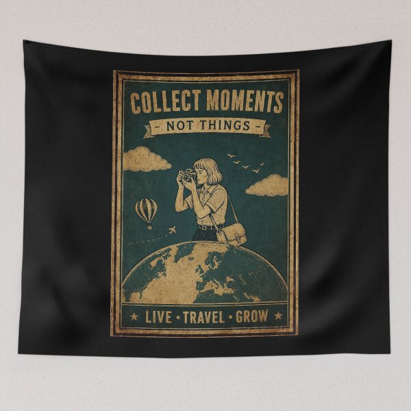 Item preview, Vintage Travel Photography Collect Moments Not Things Illustration designed and sold by ferminhays.