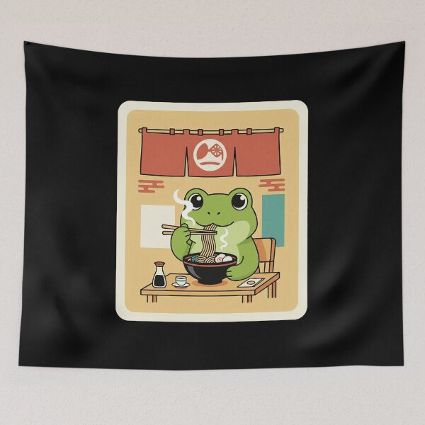 Item preview, Cute Frog Eating Ramen Cozy Noodle Shop Cartoon designed and sold by JordynLadukeg65.