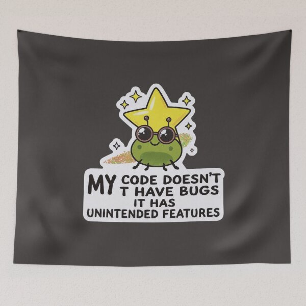 Item preview, No Bugs Just Unintended Features Funny Coder  designed and sold by islam gamal.