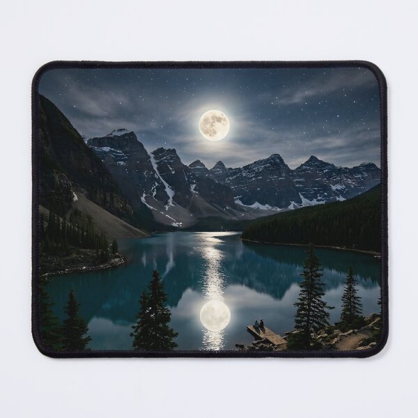 Item preview, Moonlit Mountain Lake Stargazing Cabin Wall Art designed and sold by novadawy.