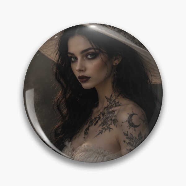 Item preview, Elegant Witch with Moon Tattoos | Dark Fantasy designed and sold by WhimsyWink.