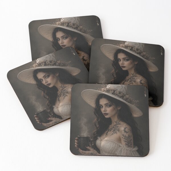 Item preview, Elegant Witch with Moon Tattoos | Dark Fantasy designed and sold by WhimsyWink.