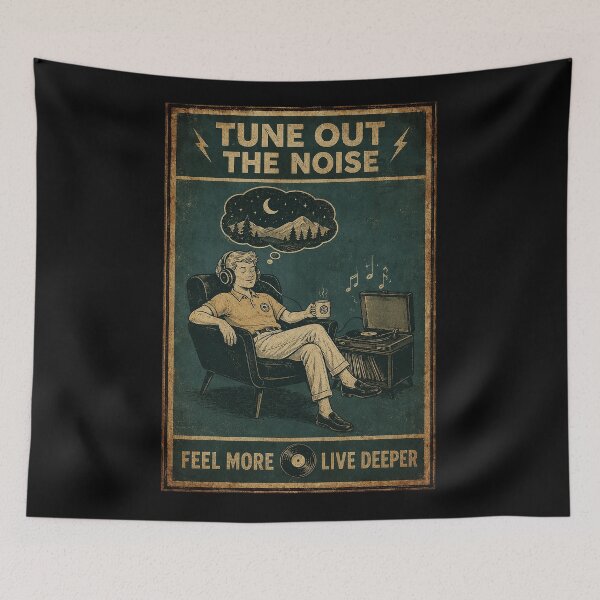 Item preview, Tune Out the Noise Vintage Music Lover Mindful Living Poster designed and sold by ferminhays.