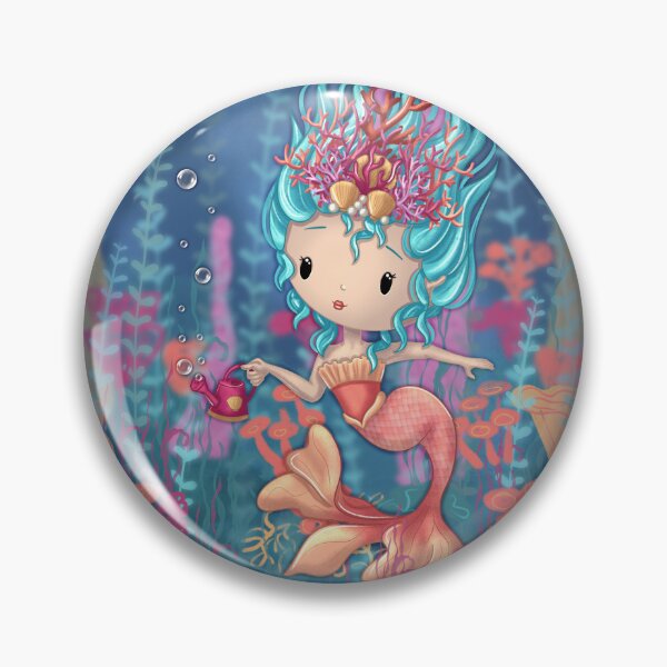 Item preview, THE GARDENER Mermaid – Chibi Girl | Cute Illustration with Background designed and sold by PiX by PE.