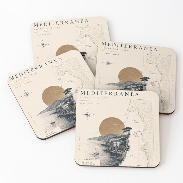 Item preview, Mediterranea Amalfi Coast Japanese Ink Map Minimalist Art designed and sold by Extravanganzza.